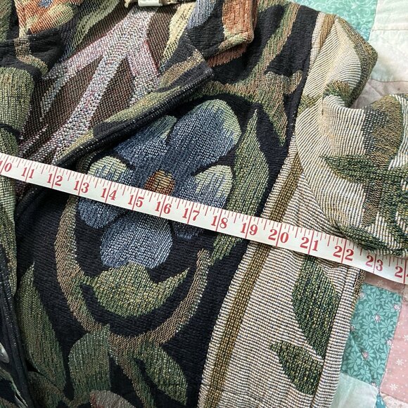 Vintage Painted Pony Blazer Womens Floral Tapestry Black Brown Jacket Western 90 - Picture 9 of 9